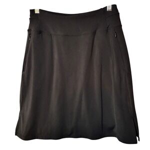 Heathyoga Womens Black Athletic Skort Zipper Pockets Tennis Golf Size Medium